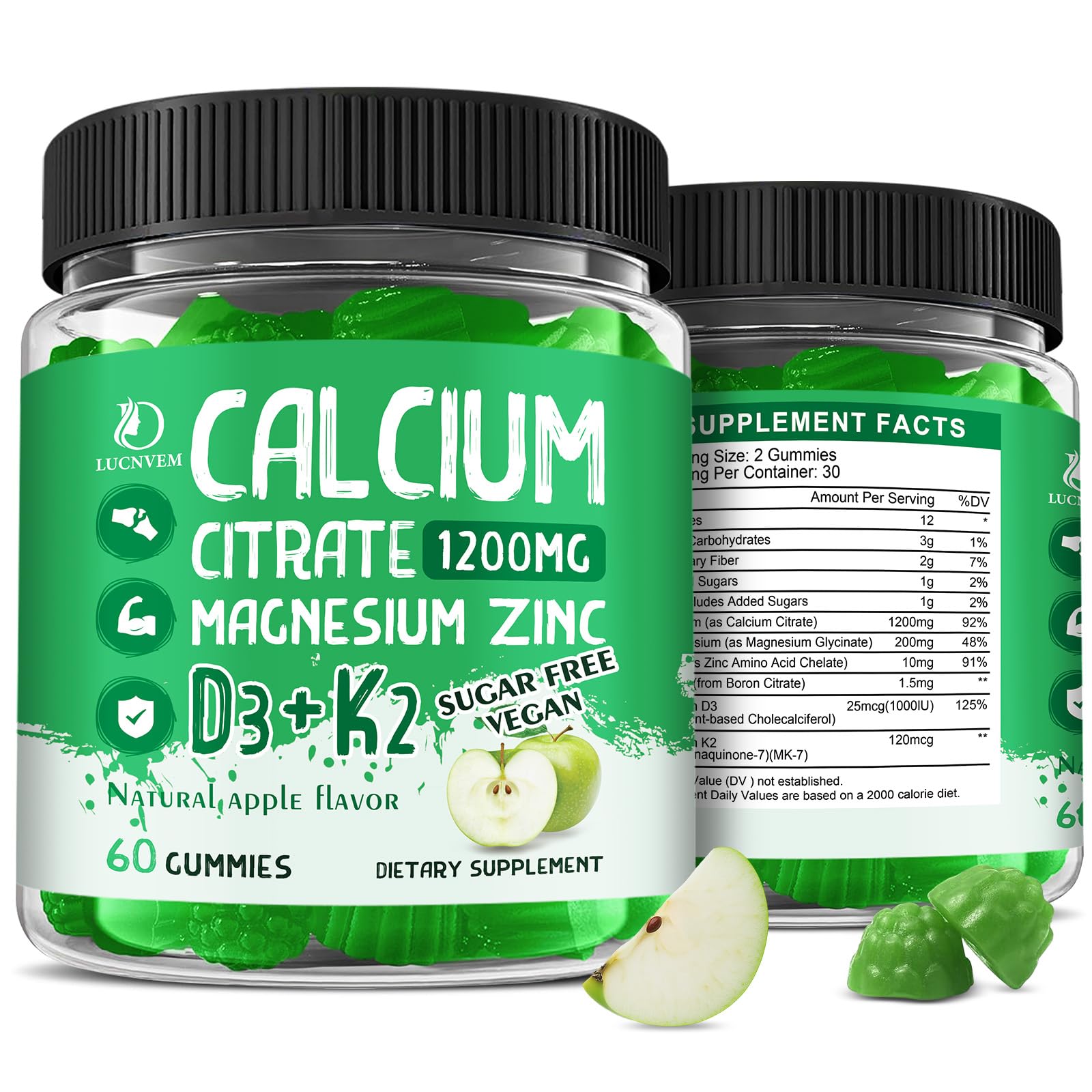 Calcium Citrate 1200mg with Vitamin D3 Gummies, Calcium Gummies with Vitamin D3 for Women & Men, Cal Magnesium Zinc for Bone Muscle Healthy- Natural White Peach Flavor- 30 Day Supply — Amazon image 10