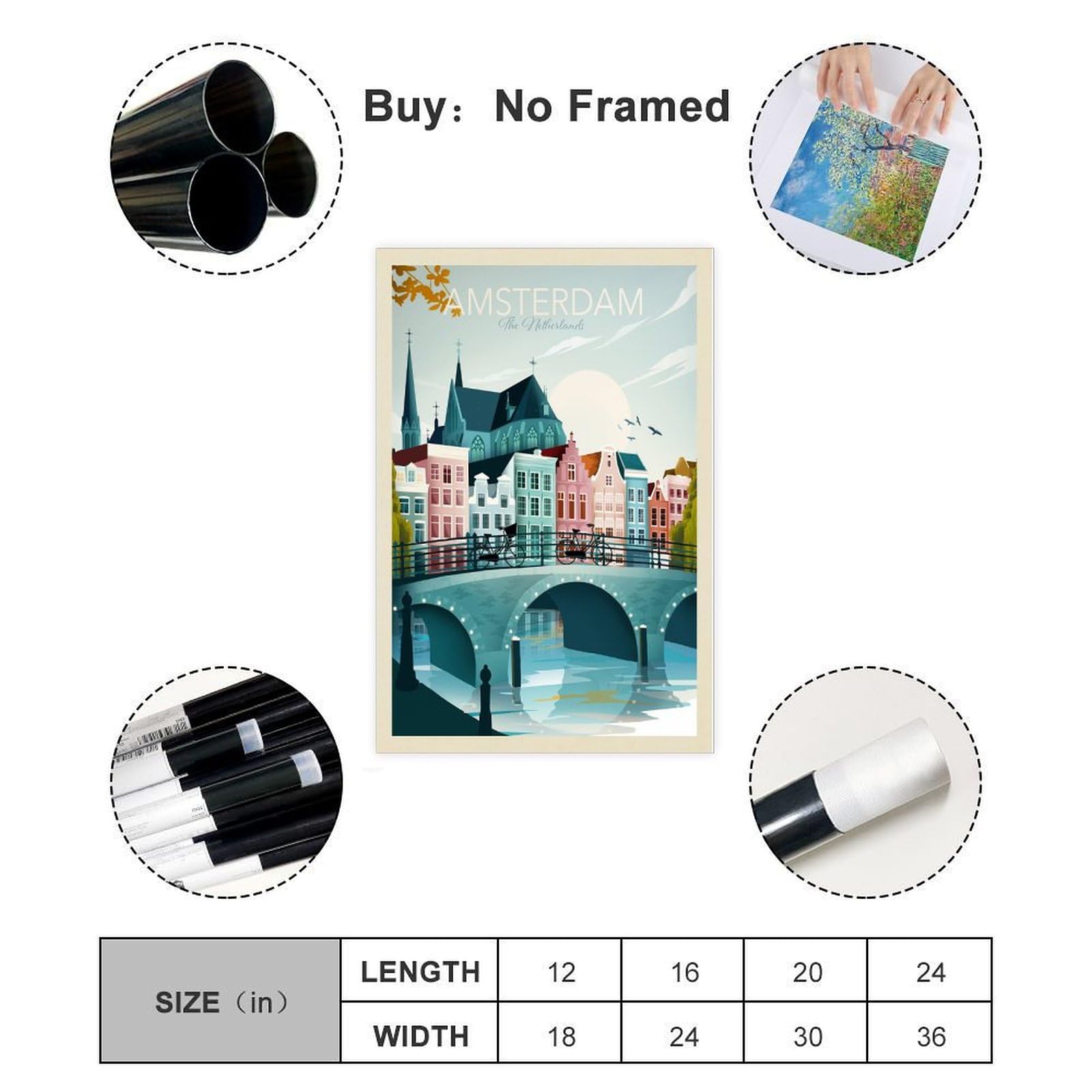 Amazon.com: lZKJMM Amsterdam The Netherlands Vintage Retro