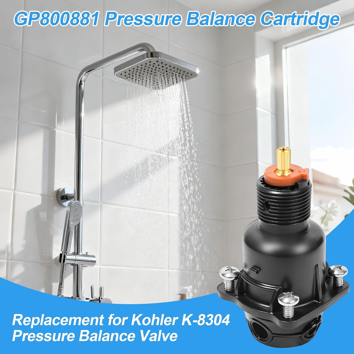 GP800881 Pressure Balance Cartridge, Compatible with Kohler Shower Valves, Shower Cartridge Replacement for Rite-Temp and K-8304 Shower Valves (1)