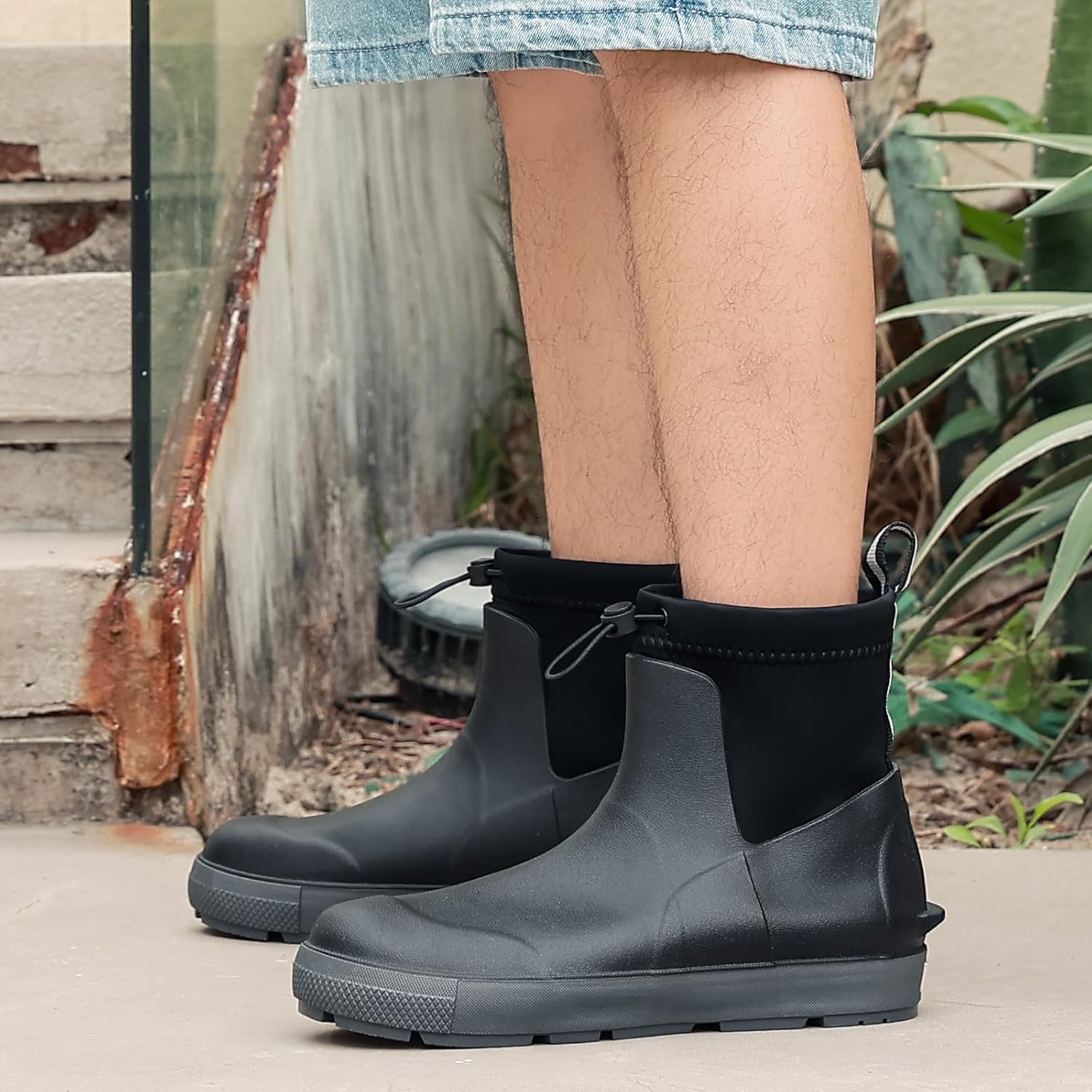 Men's Deck Boots,Ankle Rubber Rain boots Waterproof Anti-Slip Waterproof Shoes, Fishing Boating Boots Water Work Shoes for Men - Image 8