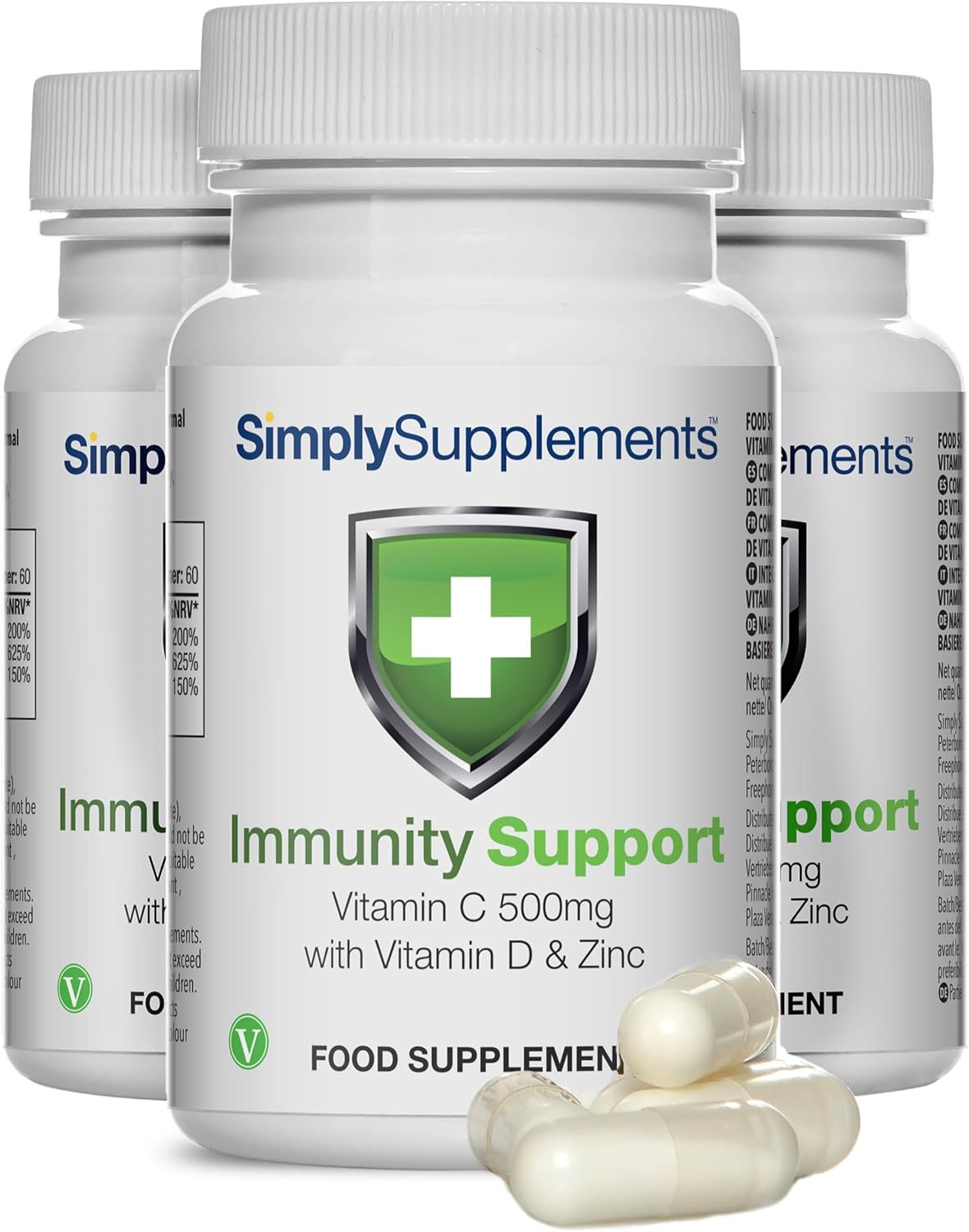 Vitamin C, D and Zinc Capsules for Immunity Support | One-a-Day Formula | 180 Fast Release Capsules = 6 Months’ Supply | Vegan Friendly | Manufactured in The UK (3 Count (Pack of 60), Unflavoured)