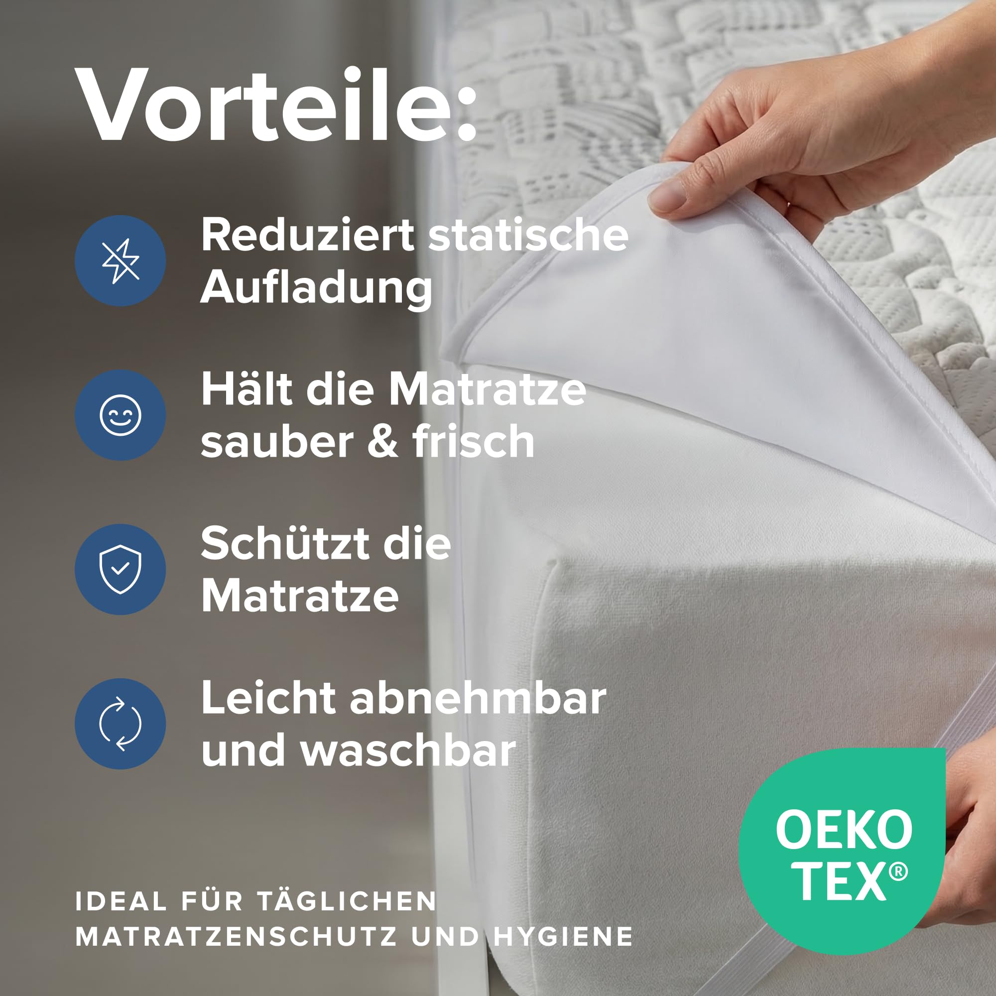 Matratzenschoner 90 x 200 cm Carbon | Matratzenauflage Antistatisch & Atmungsaktiv | Matratzenschutz Waschbar bei 60°C für Allergiker | Antibakterielle Bettauflage Spannauflage Carbonfaser