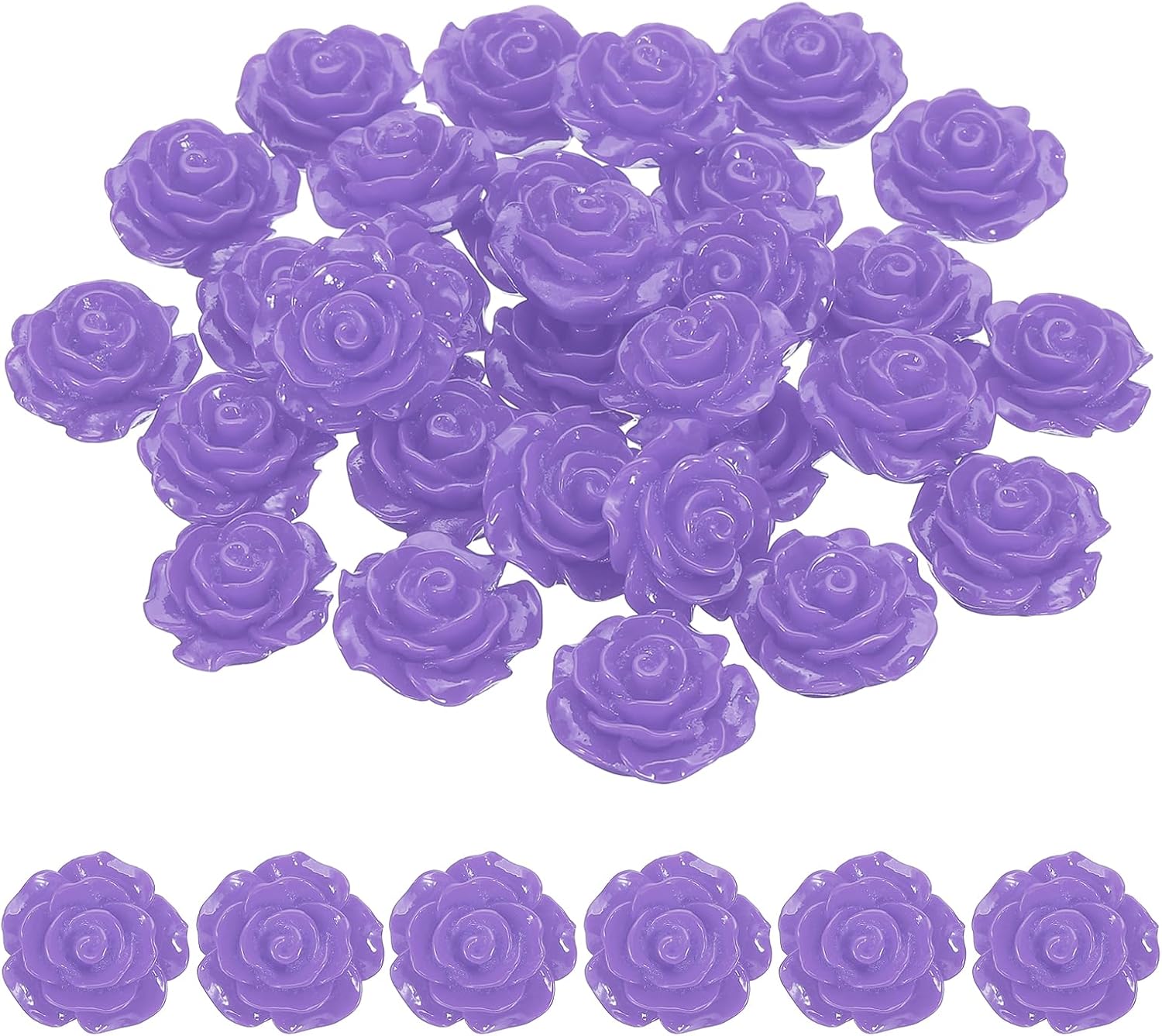 PATIKIL 20mm Rose Flower Resin Cabochon, 30 Pcs Mini Rose Flower Flatback Resin for Scrapbooking DIY Crafts Phone Case Decor Jewelry Making, Denim Blue