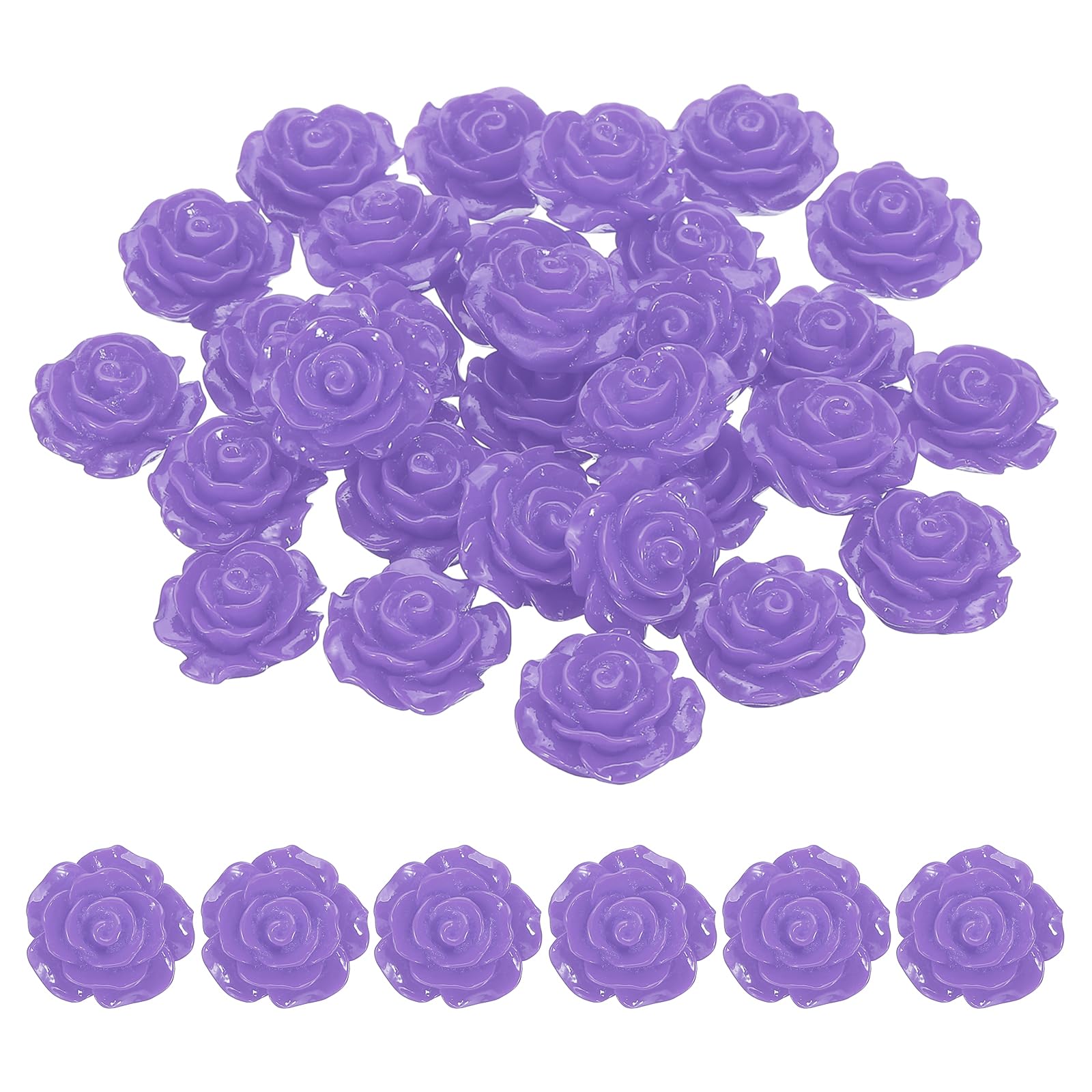 PATIKIL 20 mm roze bloem hars cabochon, 50 stuks mini roos