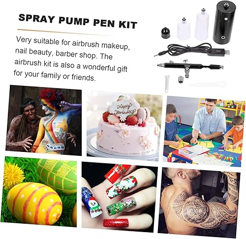Miniatura 6 de EXCEART 1 Unidades Aerógrafo Set Mini Compresor De Aire Pequeña Bomba de Aire Compresor de Aire Portátil Modelo de Aerógrafo Kit de Aerógrafo de