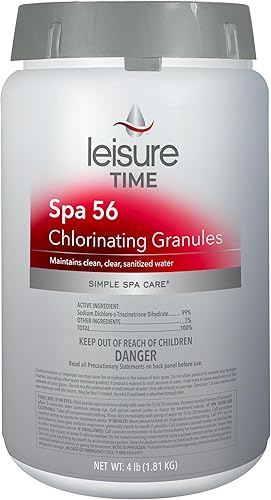 Leisure Time 22331 Spa 56 gránulos de cloración, cubo para mantenimiento de agua de spa cristalina, 4 libras