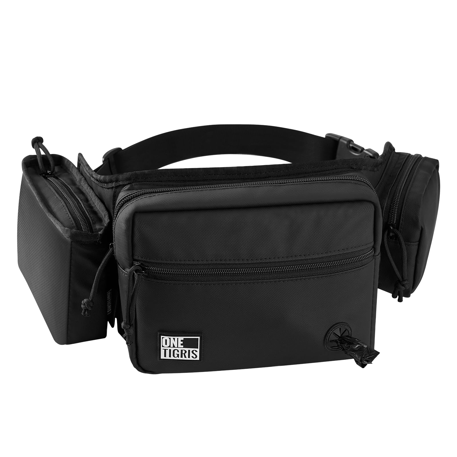 OneTigris Borsa Porta-Premi per Cani Impermeabile con Chiusura Magnetica, Porta Snack Addestramento Rimovibile con Dispenser Sacchetti Igienici, Alta capacità SnackKeeper Multifunzione, Nero