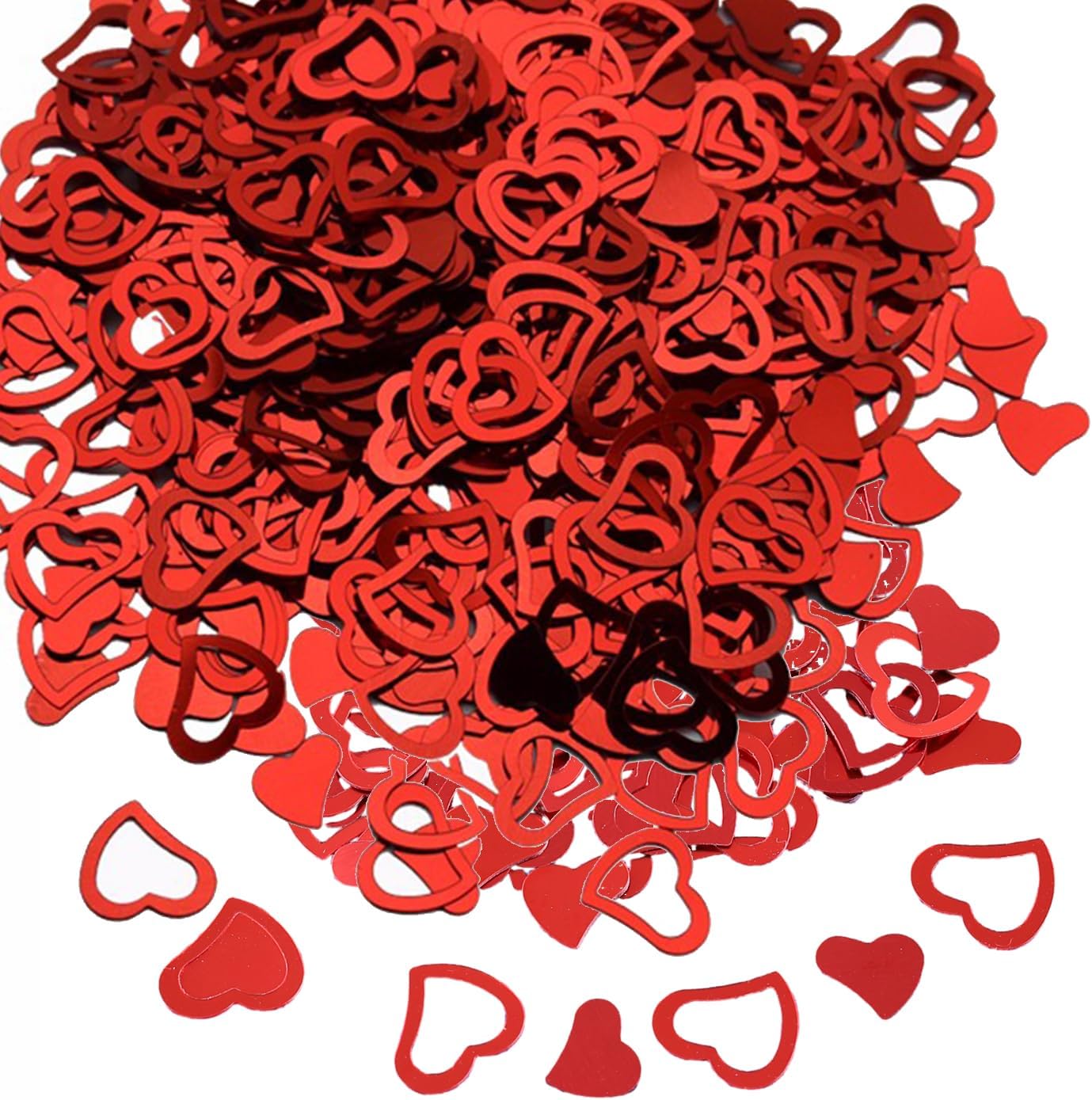 auwiyd Metallic Foil Red Heart Confetti Glitter Heart