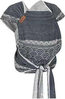 Hoppediz Hop-Tye Advanced - 4-in-1 Babytrage für Neugeborene ab Geburt - Halfbuckle Tragehilfe mit Tuchträgern - mitwachsend bis 20 kg - Design Sapporo