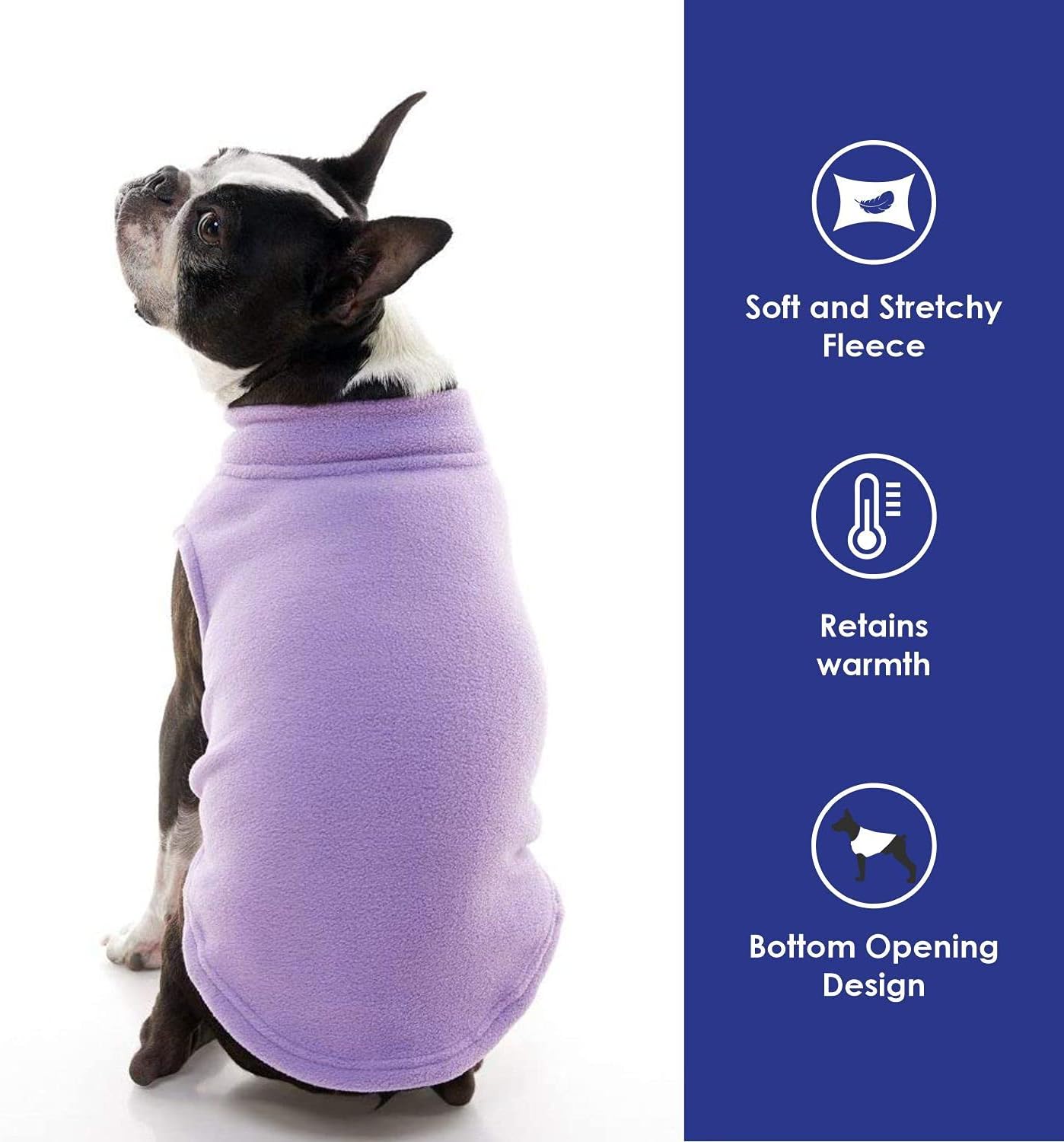 Gooby Stretch Fleece Pull Over Cold Weather Dog Vest, 2X-Large, Lavender, 2X-Large Length (18.5") - Image 4
