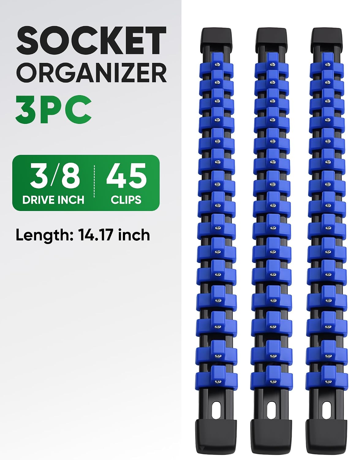 ALOANES 3PC ABS Socket Organizer, Socket Rails Fit 3/8 inch Drive image 2