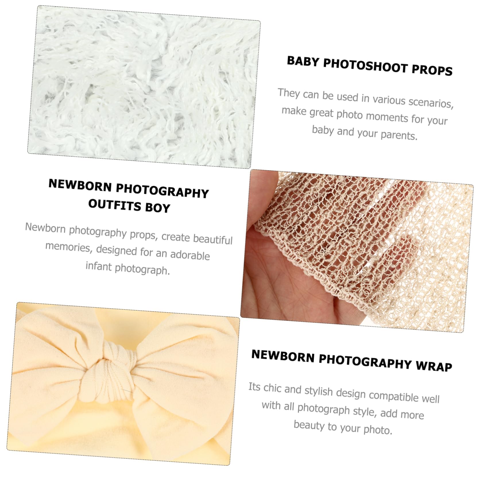 1juego Conjunto De Accesorios De Fotografía para Recién Nacidos Diadema Envoltura y Props para Fotografía De Bebés Niño Niña y Niñas