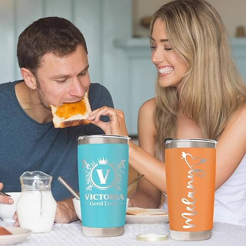 Miniatura 7 de Vasos personalizados con nombres, vasos aislados de acero inoxidable personalizados con tapa, tazas de café de viaje para mujeres y hombres, regalos