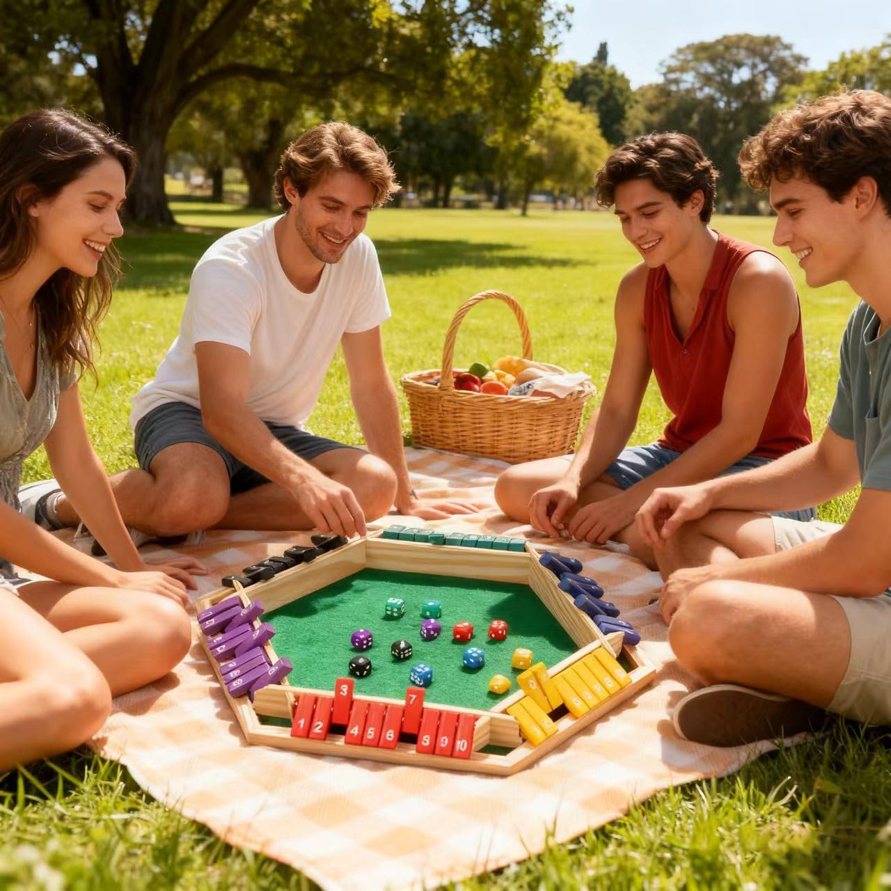 He Box Game, Upgraded 1-6Player Wooden Board Games for Adult, Shut The Box Dice Game -AdditionTraining, Fun for Family Party Night，Player Math Game - Educational and Entertaining
