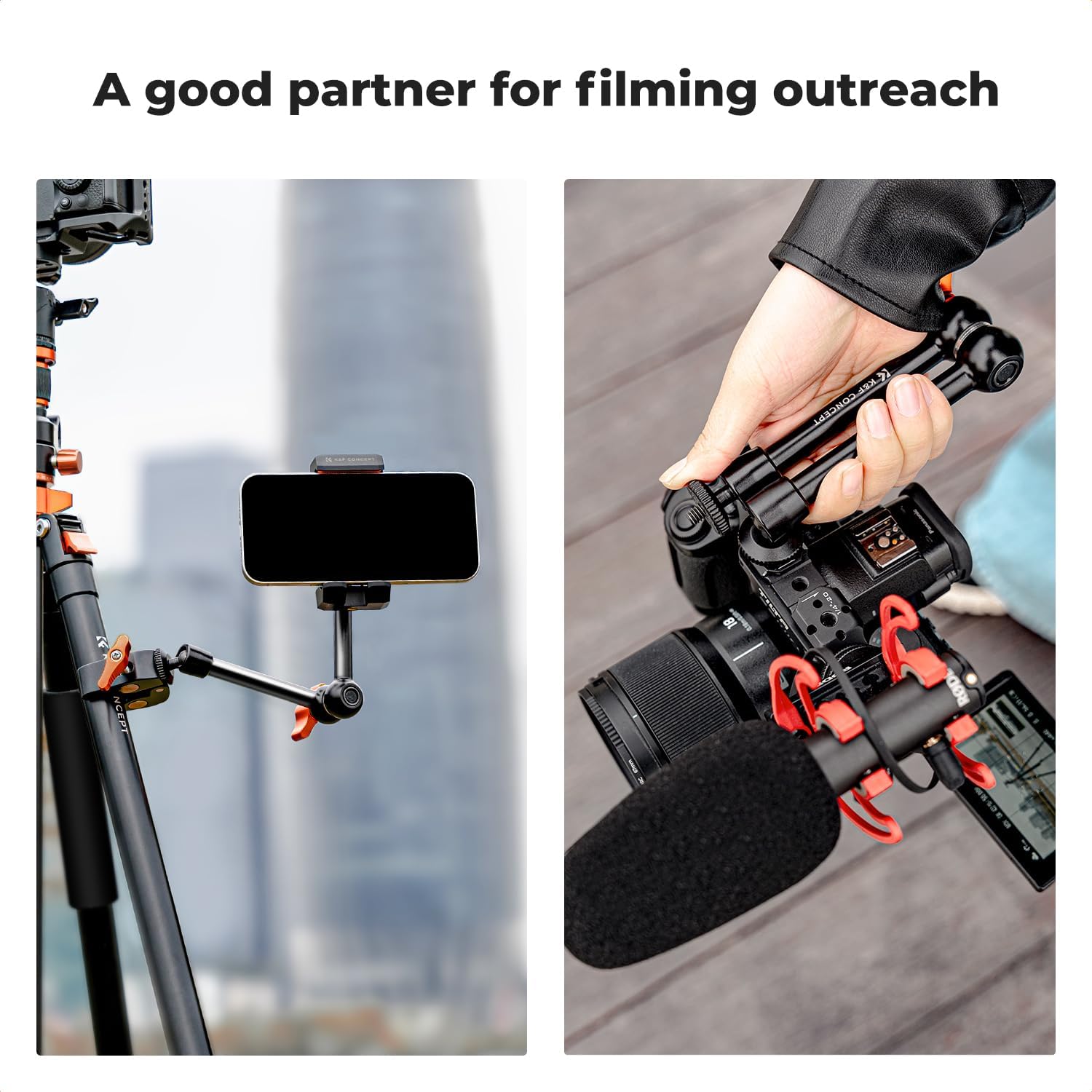 K&F CONCEPT 9.8" Magic Arm, 1/4" Screw Camera Mount Arm 360° Ball Heads for DSLRs, Monitor, Flash, LED Light, Microphone, Camera Cage, Action Camera - Image 5