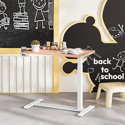 Vista 11 de SANODESK Mesita de noche médica ajustable con ruedas ocultas, mesa de escritorio neumática para computadora portátil de pie con bandeja, hospital