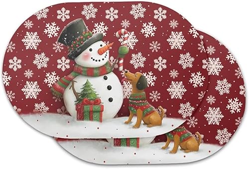 Miniatura 117 de Heat Resistant Placemats Oval Placemats Set of 6 Leather Washable and Wipeable Non Slip Place Mats, Waterproof Modern Dining Table Mats, Oval Floral