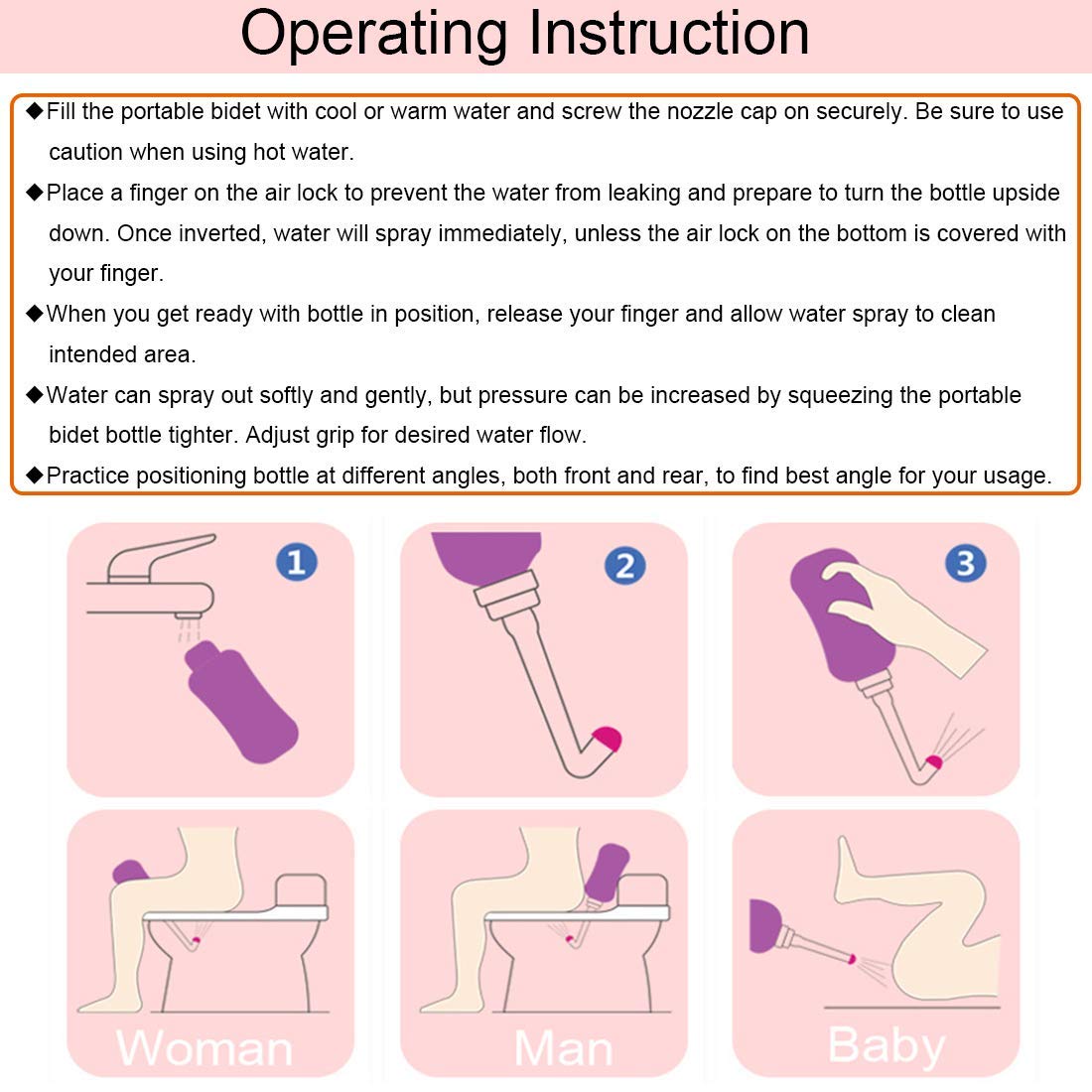 Travel Bidet iBzera Portable Handheld Bidet Bottle - Bathroom Toilet Bidet Cleaner Bottom Spray Wiper Personal Hygiene Refresher — view 8