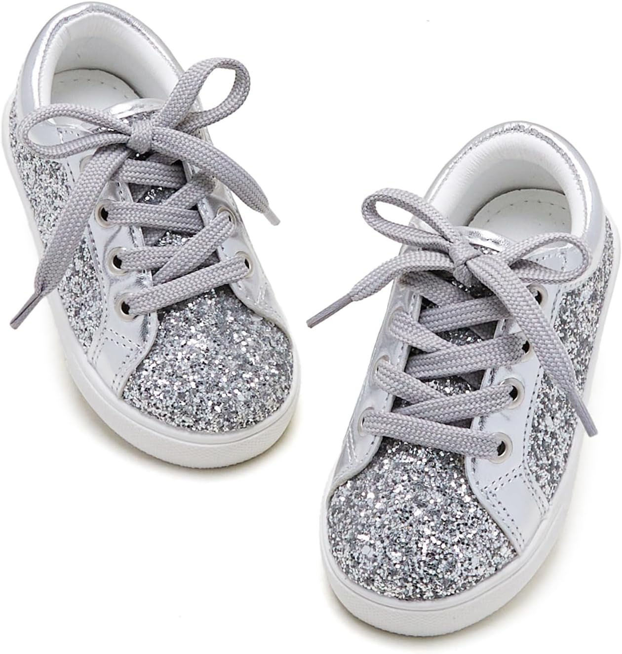 GINFIVE Toddler Girls Sneakers Little Girls Slip On Shoes Glitter Sneakers Toddler