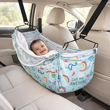 Zepomart Baby Jhula Cradle for New Born Baby with Free Storage Bag | Car Hanging Palna Ghodiyu with Mosquito Net & Zipper | Soft Cotton Portable Baby Hammock 0-3 Years | Adjustable Strap Swing