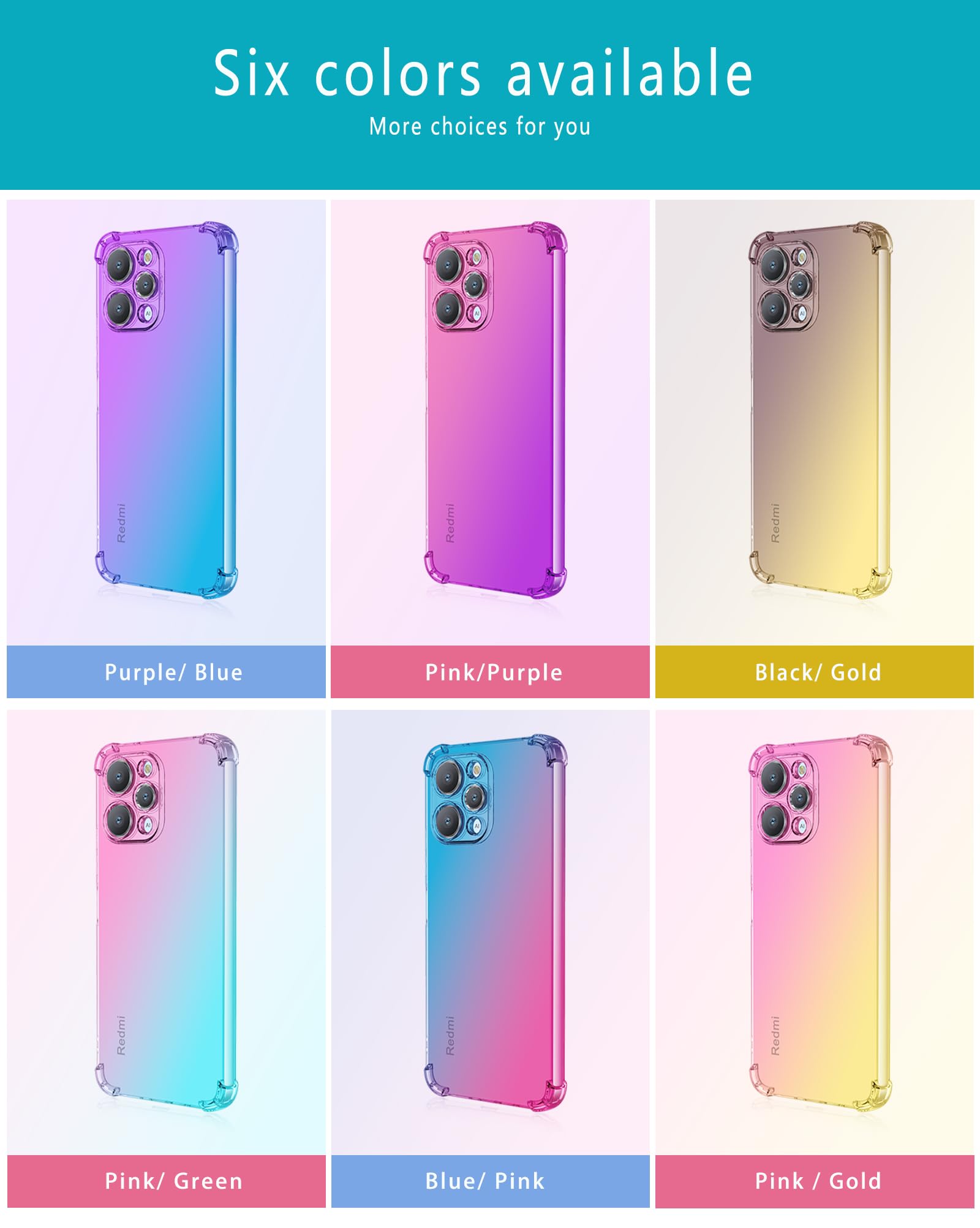 Dedux Cover per Xiaomi Mi 12T PRO 5G, Custodia Trasparente Gradiente Protettivo TPU Case, Ultra Sottile Rinforzo a Quattro Angoli Cover (Viola/ Blu
