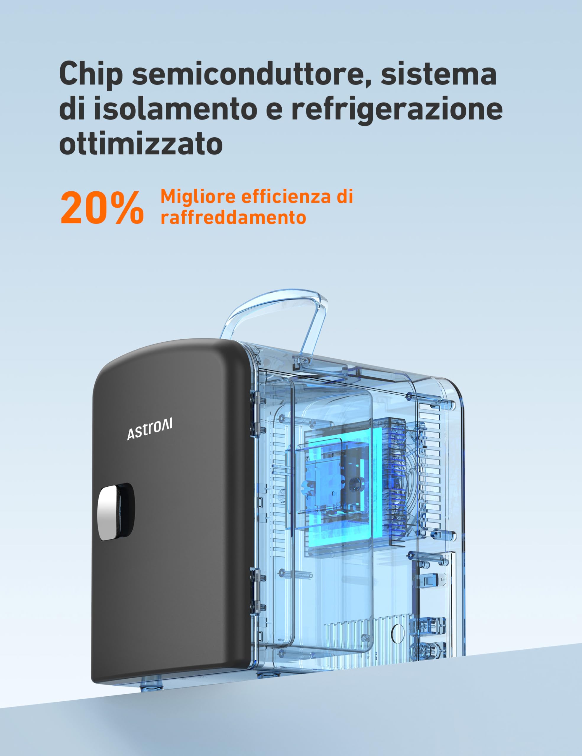 AstroAI Mini frigo 4 litri / 6 lattine Sistema di raffreddamento e riscaldamento portatile alimentato CA/CC per auto, case, uffici e dormitori (Nero)