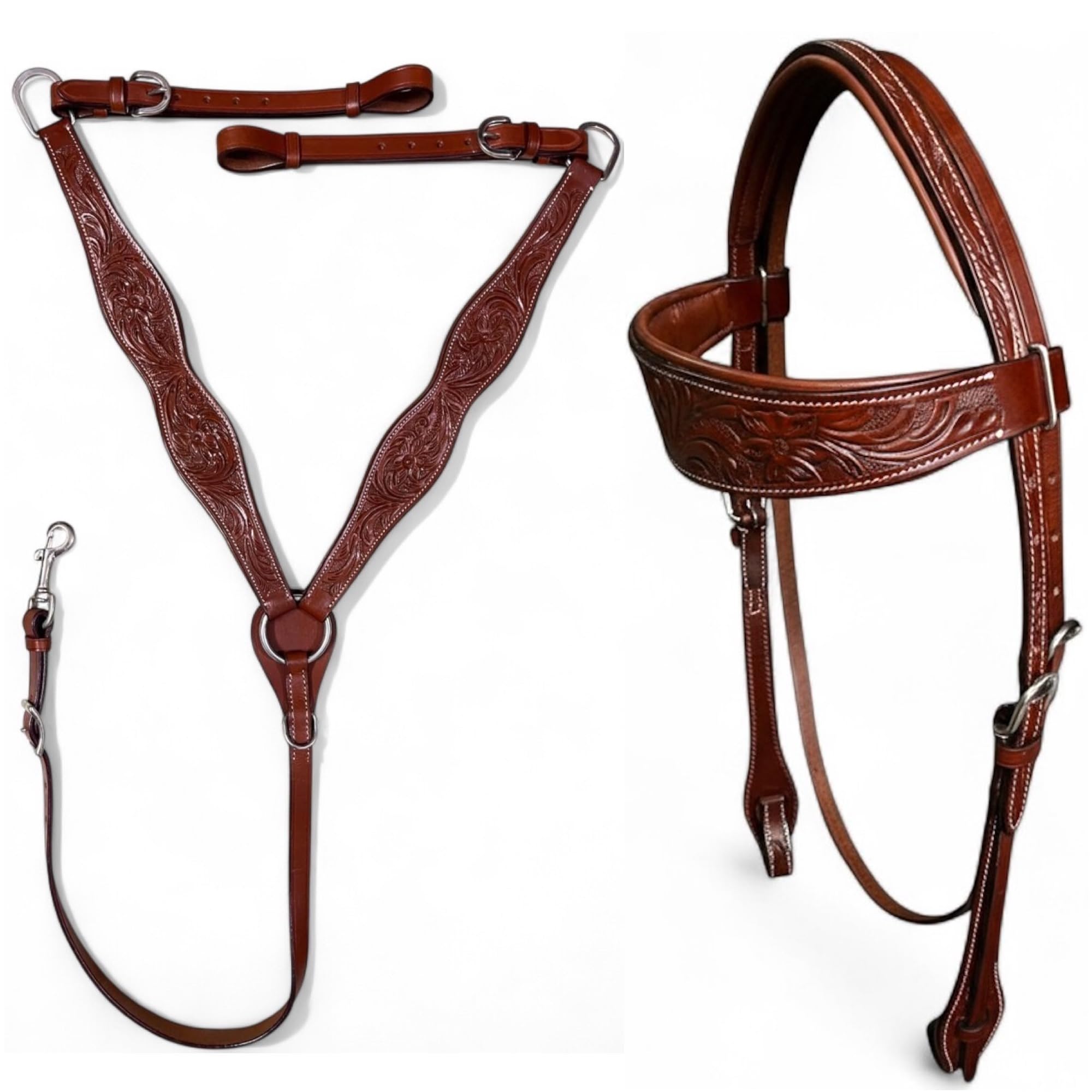 Majestic Ally Leder-Pferdezaumzeug, Schnellwechsel-Design, gepolstert, Stirnband, Halfter und Brusthalsband