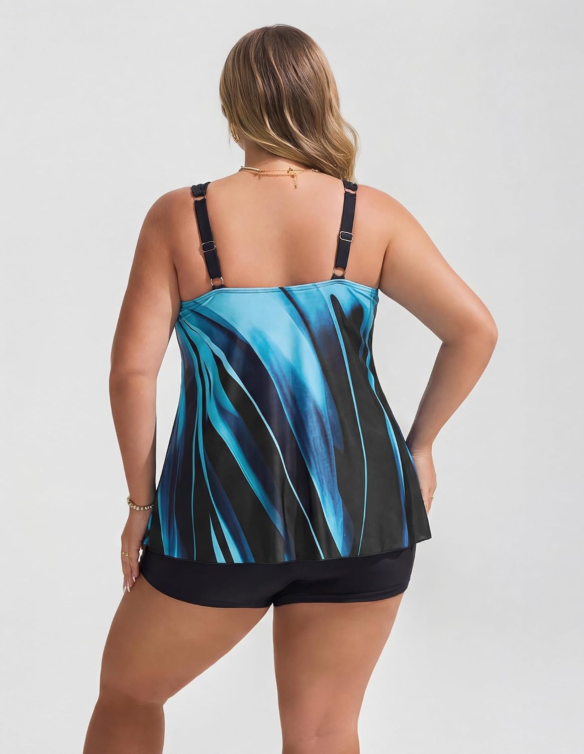 Hanna Nikole Womens Tankini Swimsuits 2 Piece Bathing Suit Flowy Ruffle Tankini Tops with Swim Shorts