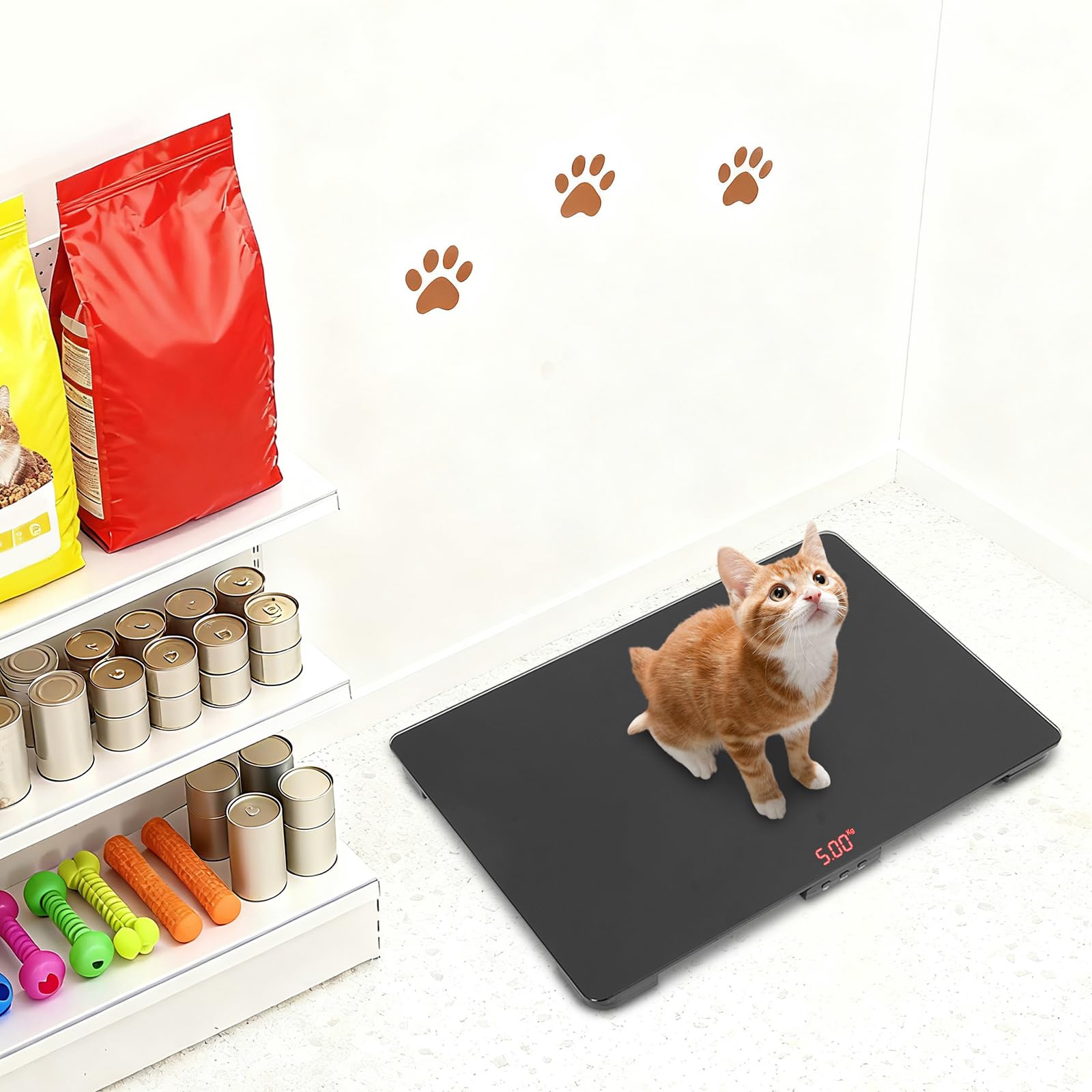 Digitale Haustierwaage 100kg/220lbs – Präzise Hundewaage mit LCD Display & Tara-Funktion, 6mm Sicherheitsglas, für große Hunde, Katzen, Welpen – Tierwaage mit kg/lb/oz Umschaltung