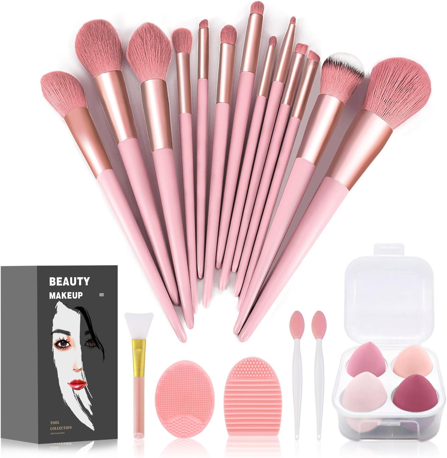 Koccido Makeup Brushes 22 Pcs Makeup Kit,Foundation Brush Eyeshadow Brush Make up Brushes Set (Pink, 22 Piece Set)
