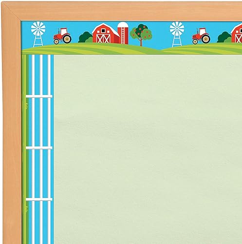 Fun Express Borde de tablón de anuncios de granja, 12 piezas, actividades educativas y de aprendizaje para niños
