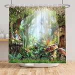 Rideaux de douche d'ours bruns mignon animal sauvage dans baignoire Rideaux en bois pour enfants Rustique ferme Woodland Barn Rideau de douche pour salle de bains Polyester tissu 72x72 1 cm