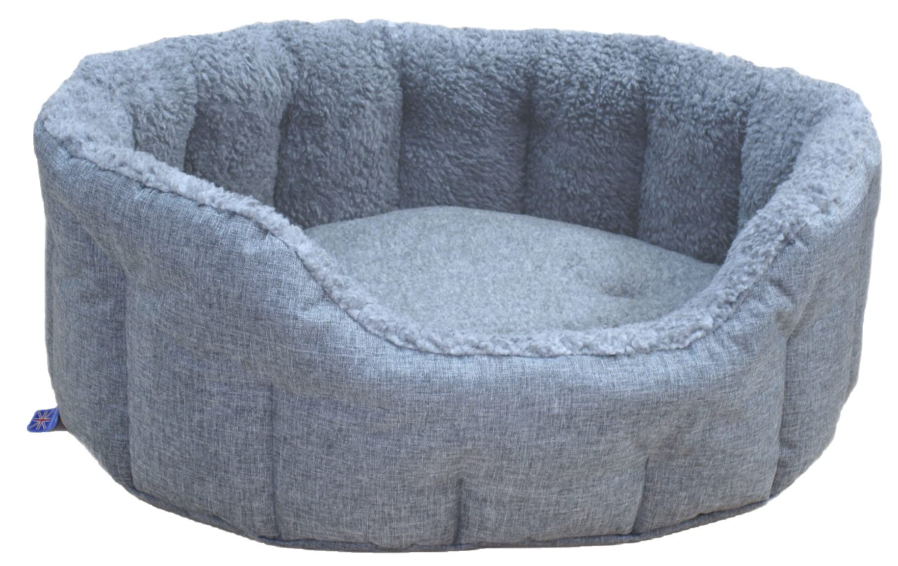 P&L Superior Pet Beds QUALITY COMFORT PRACTICALITY Premium Oval Bolster Style Heavy Duty Fleece Lined Machine Washable Dog Bed (Charcoal/Silver, S)