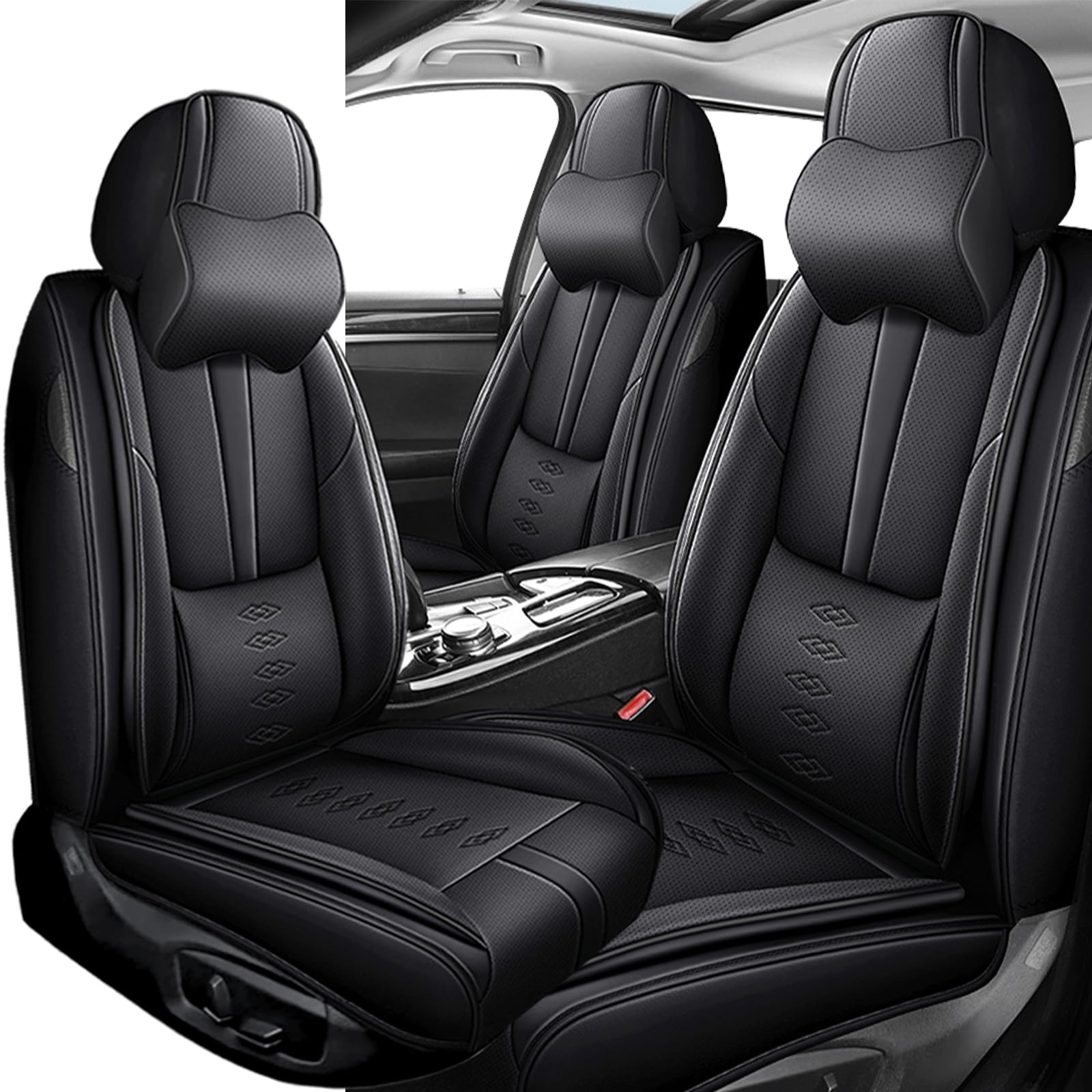 Front Set Leather Seat Covers for Volvo XC90 Plug-in Hybrid 2025,Waterproof  Full Wrapping Edge Car Seat Covers,Ergonomic Lumbar Support Car Seat