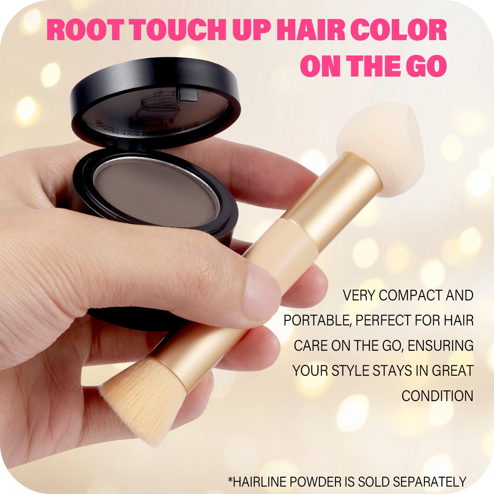 Brocha de maquillaje de doble extremo, cepillo de precisión para polvo para línea capilar con punta de esponja para mezclar sin costuras, cepillo corrector de cabello, cepillo para polvo para retoque