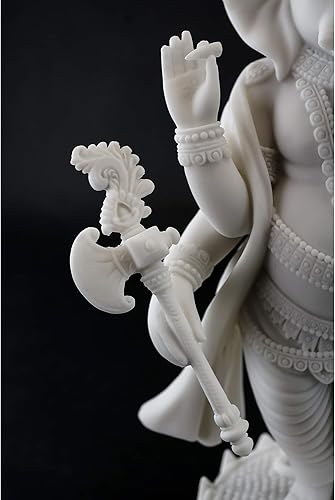 Miniatura 6 de Top Collection Estatua de Ganesh de pie de 7.5 pulgadas de alto y 4.75 pulgadas en acabado de mármol blanco, escultura hindú del señor del éxito