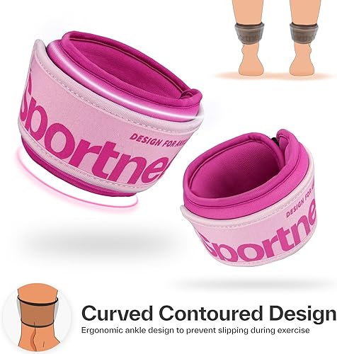 Miniatura 3 de Sportneer Pesas de tobillo de 0.51235 libras, 1 par de pesas de muñeca y pierna para mujeres, hombres, niños y niños con correas ajustables, fuerza