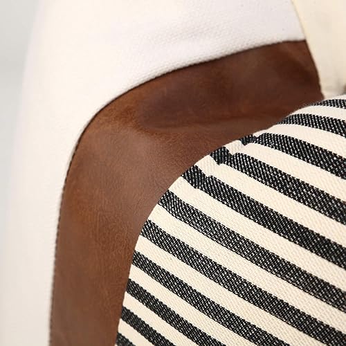 Miniatura 8 de cygnus Juego de 2 fundas de almohada de 20 x 20 pulgadas, fundas de almohada de lino con retazos de rayas modernas de piel sintética para sofá,