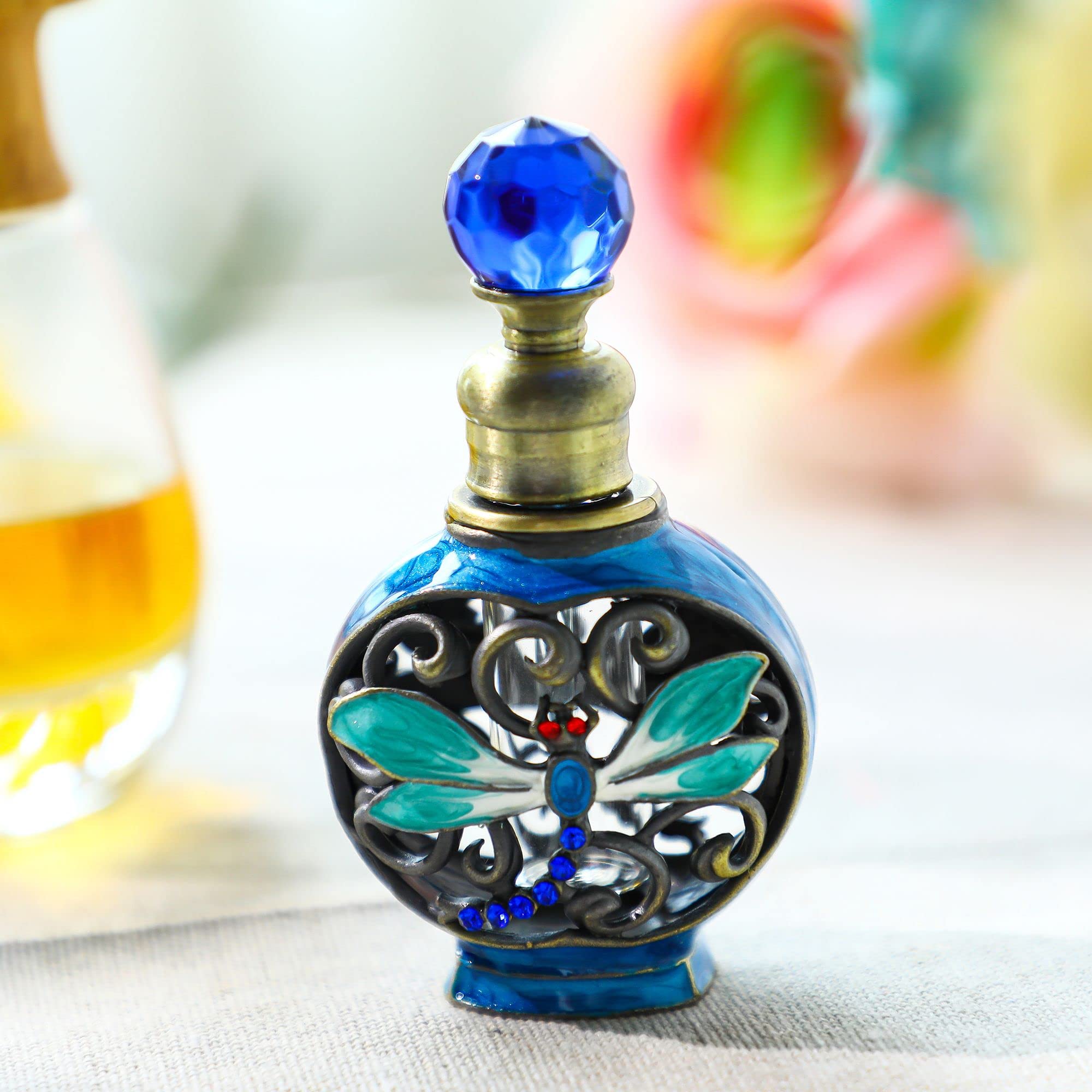 Amazon.com: YU FENG Vintage Dragonfly Glass Perfume Bottle Empty