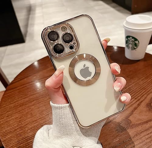 Miniatura 3 de Funda compatible con Apple iPhone 12 Pro Max, transparente + dorado para mujereshombres, a prueba de golpes, resistente, bonita funda protectora