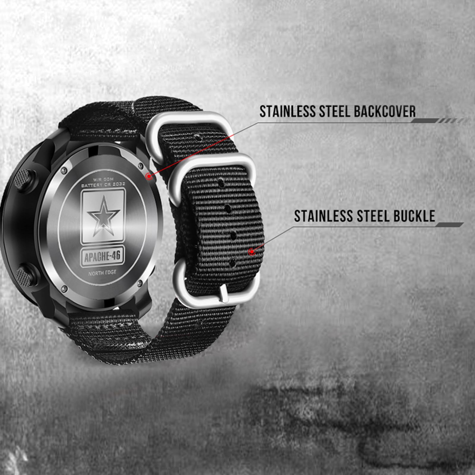 Orologio da uomo multifunzione digitale per esterni, con altimetro, barometro, bussola, impermeabile fino a 50 m