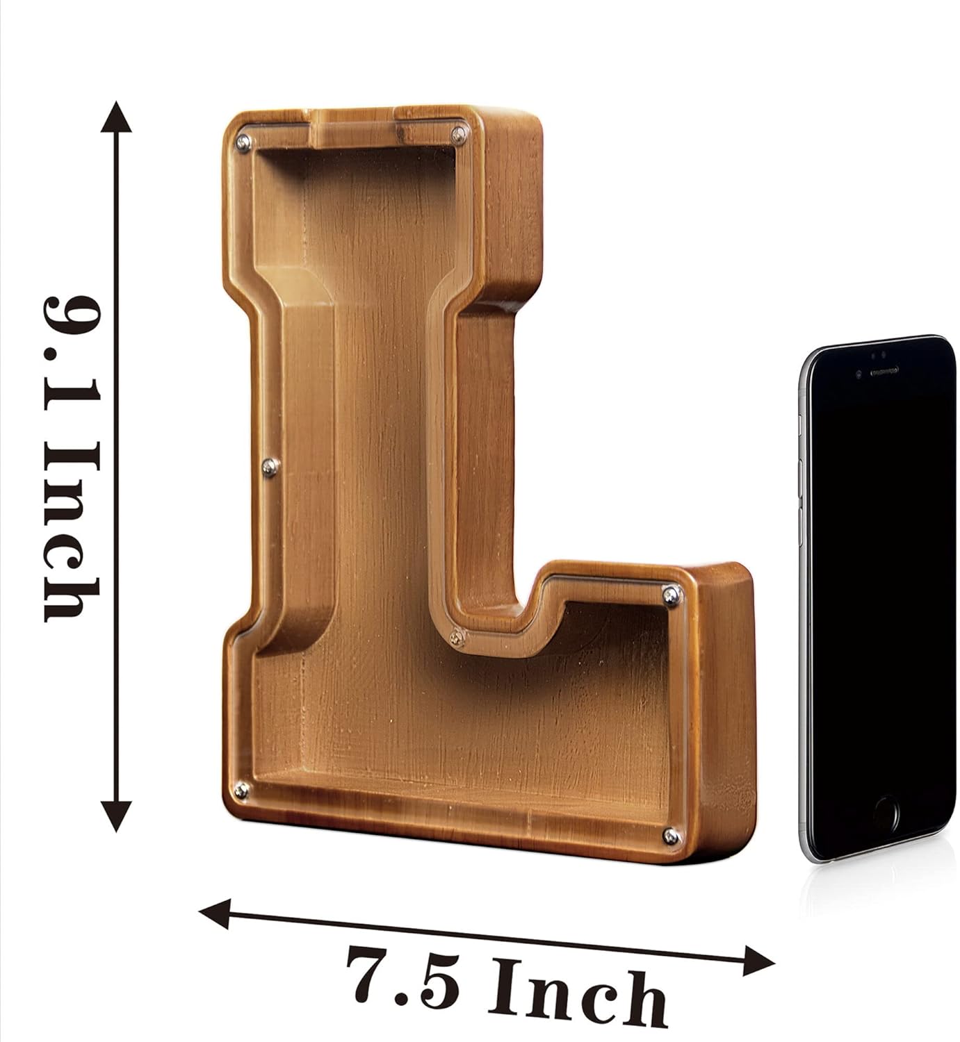 Wooden Letter Coin Piggy Bank for Boys Girls Kids Toddler Adults Money Bank Best Gift for Friends?9.2inch-L L 9Inch/23cm