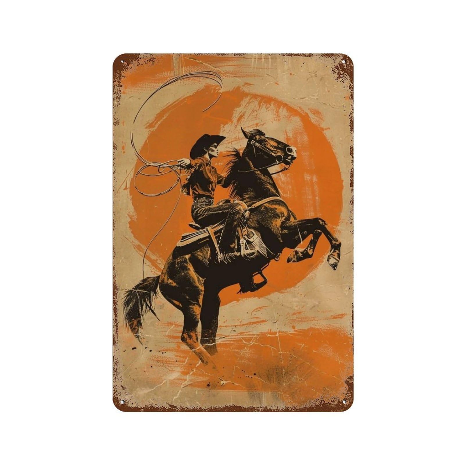 FHUYEURHRY Western Cowgirl 04 Wall Decor Retro Iron Vintage Art Metal Tin Sign Poster Modern Home Cofffee Club Art Bar Shop Decorations Style 30x20cm