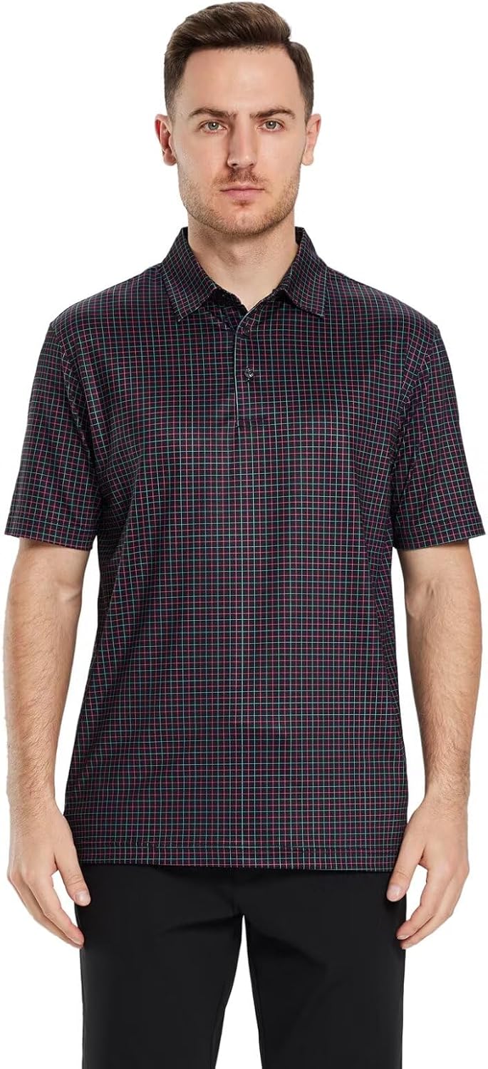 Golf Shirts for Men Dry Fit Short Sleeve Print Performance Moisture Wicking Polo Shirt - Image 2