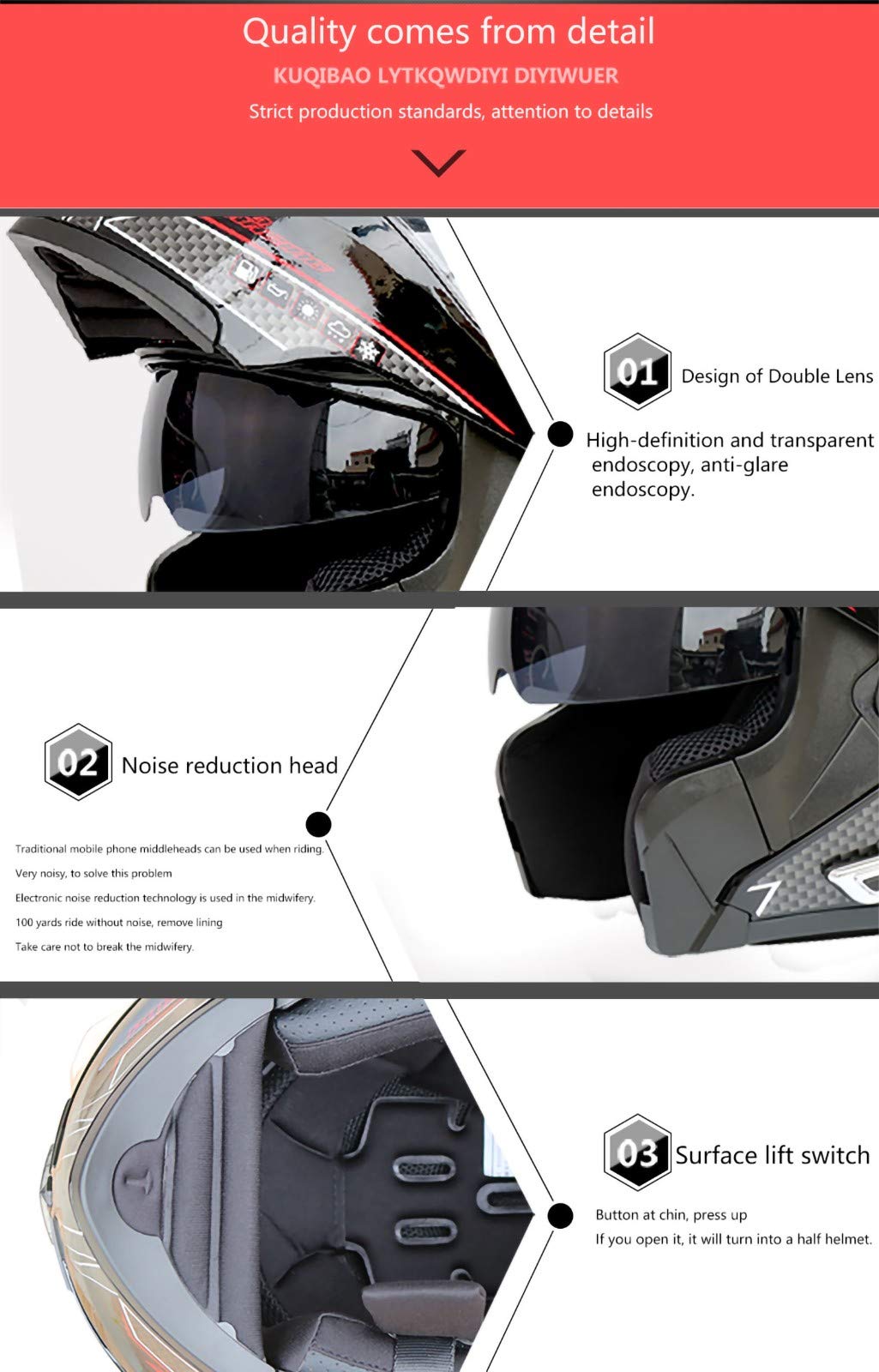Casco Bluetooth Moto Integrato, Casco Certificato DOT Casco Modulare con Doppio Visiera Parasole Integrale Sistema di Comunicazione Interfono Integrato Radio FM Mp3 Integrato O,XL 61-62CM