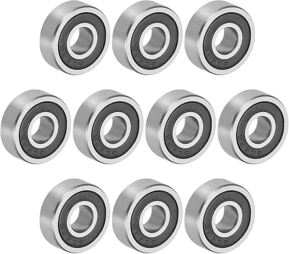 Rolamento de esferas com sulco profundo de 0,5 cm x 1,4 cm x 0,5 cm, pacote com 10, rolamentos selados de borracha dupla, roldana, rolamentos, rodas para skate