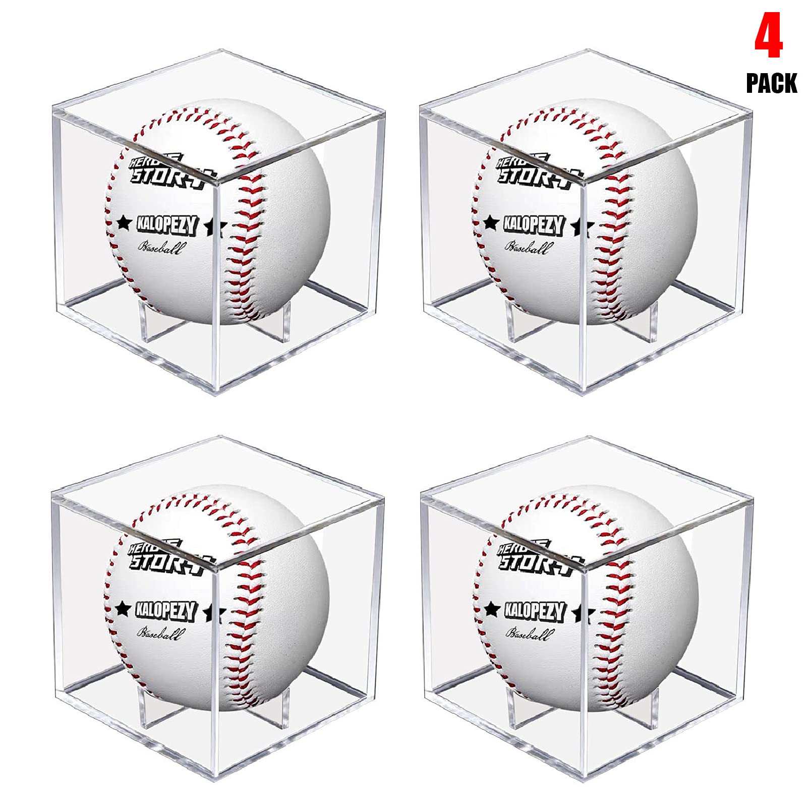 Buy 4 Pack Baseball Display Case, UV Protected Acrylic Boxes for Display,Clear Display Case