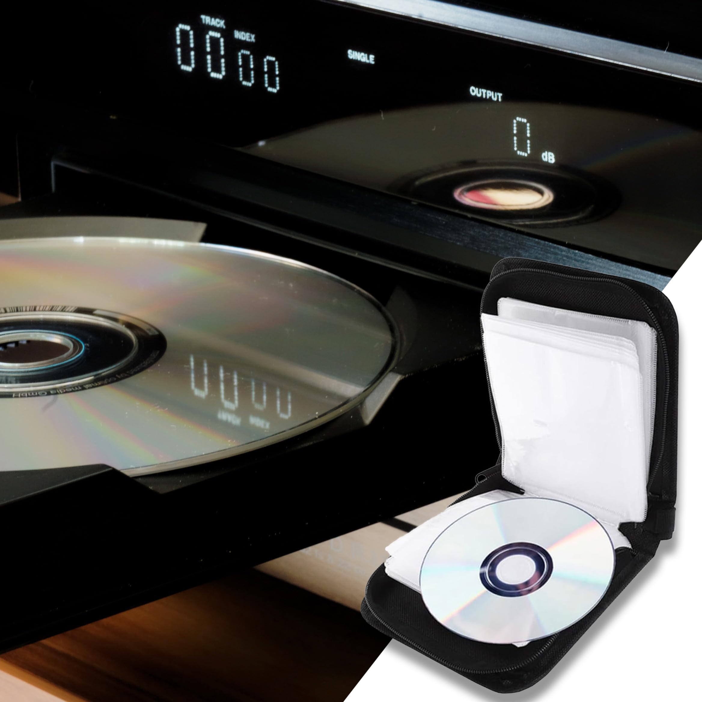 Porta CD Custodia, Dvd Organizzatore, Protable Oxford Panno 40 Dischi CD, Cerniera Custodia Organizer per Dischi Protettivi per Viaggi in Auto, Blu