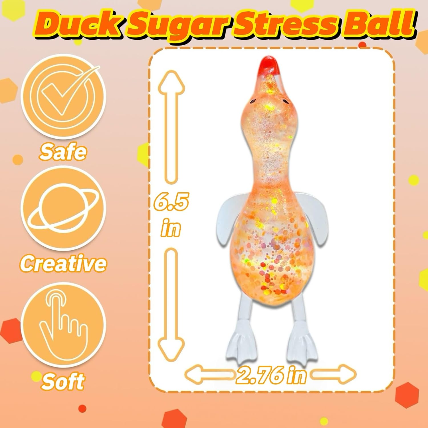 2 Pack Duck Sugar Stress Ball Squishy Toys Kids and Adults, Kawaii Squishy Stress Balls, Duck Sugar Ball Squeeze Toys,, Party Favors, Easter Basket Stuffers (Yellow & Purple)