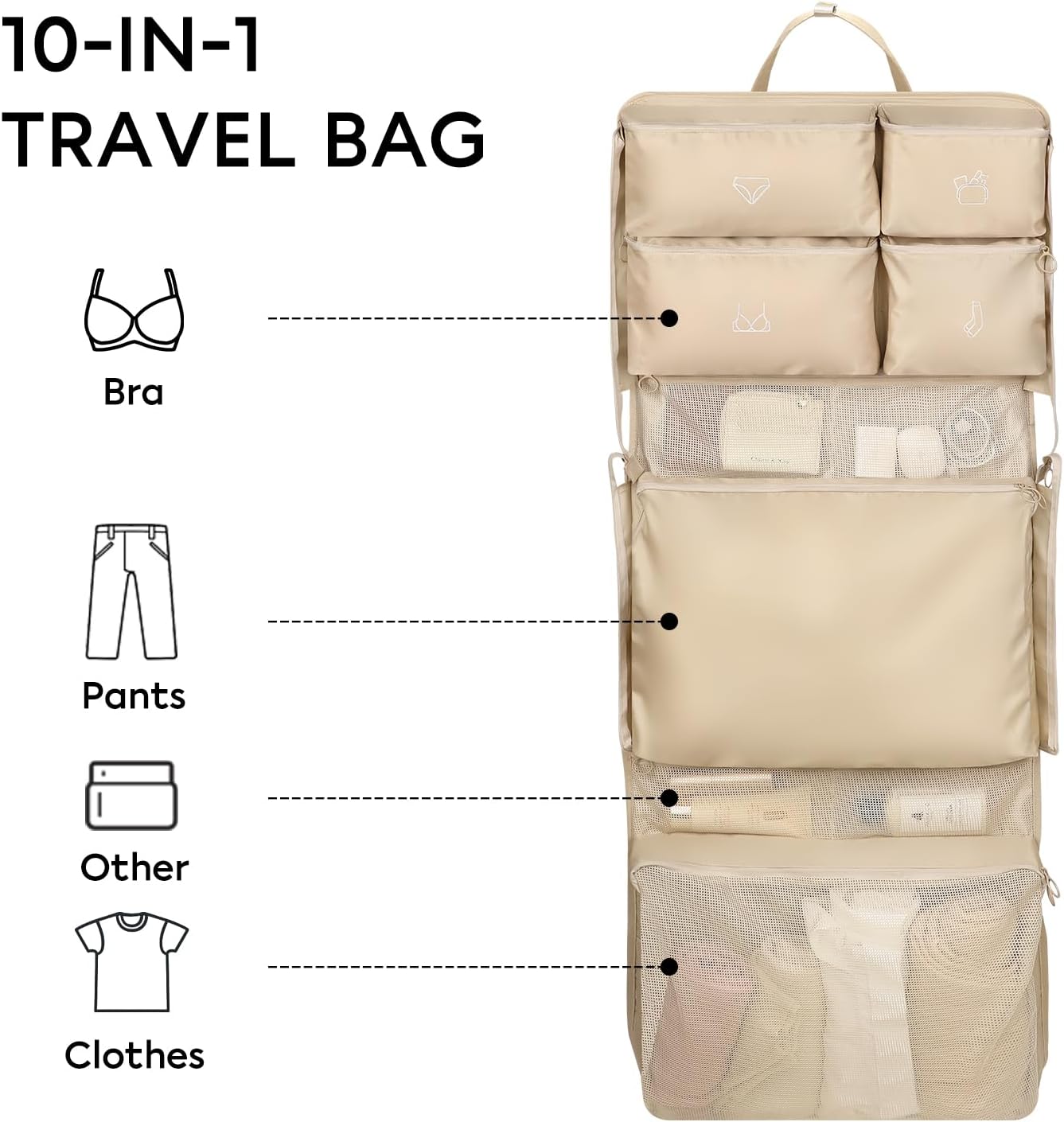 Foldable Travel Hanging Organizer Bag for Clothes and Carry-On Storage